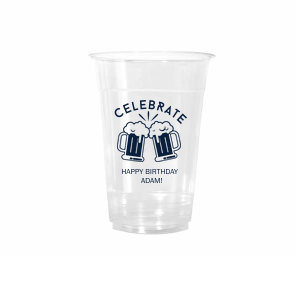 The Celebrate Beer Mug Cup features curved lettering, a charming clinking pint graphic, and room for a personalized message and name that make every sip feel like a toast. Grab a set and let the good times flow. Pairs well wtih birthday bashes and brewery-themed celebrations.