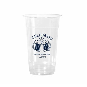 The Celebrate Beer Mug Cup features curved lettering, a charming clinking pint graphic, and room for a personalized message and name that make every sip feel like a toast. Grab a set and let the good times flow. Pairs well wtih birthday bashes and brewery-themed celebrations.