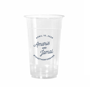 Elevate your event with the Modern Script Names & Hashtag Frosted Cup, a fusion of contemporary style and social savvy. Featuring the couple's names, event date, and a custom hashtag, this cup turns every sip into a stylish, shareable moment, perfect for modern celebrations.