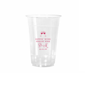Sippin’ Wine Cup serves up cheers in style: a frosted 10 oz Flex printed in matte dark‑magenta with a clinking‑glasses graphic. Add initials, date, or a cheeky line. Spot‑on for vineyard weddings, cocktail hours, wine tastings, showers, and birthday bashes.