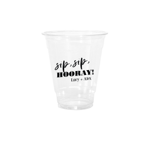 The Sip, Sip, Hooray! Block Font Cup is a sleek frosted cup featuring a minimalist phrase with a bold accented hooray and room for two personalized names. A chic toast-worthy keepsake every guest will love. Perfect for birthdays, bachelorette parties, and celebrations worth raising a glass to.