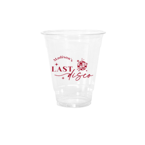 Last Disco Bachelorette Cup is a frosted, shatterproof cup stamped with a retro disco ball and “Last Disco” script—personalized with the bride’s name and ink color. Reusable and stackable for refills all weekend. Perfect for bar crawls, pool hangs, Airbnbs, and party buses—souvenirs your crew will actually keep.