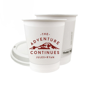 Custom Matte Eggplant Ink 8 oz Paper Coffee Cup with Lid with Matte Eggplant Ink Cup Ink Colors has a Mountain graphic and is good for use in Travel, Outdoors, Sports themed parties and will impress guests like no other. Make this party unforgettable.