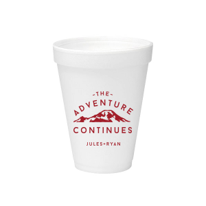 ForYourParty's chic 12 oz Styrofoam Cup with Matte Red Berry Ink Cup Ink Colors has a Mountain graphic and is good for use in Travel, Outdoors, Sports, Adventure and wedding themed parties and couldn't be more perfect. It's time to show off your impeccable taste.