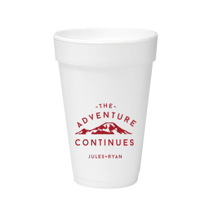 ForYourParty's chic 12 oz Styrofoam Cup with Matte Red Berry Ink Cup Ink Colors has a Mountain graphic and is good for use in Travel, Outdoors, Sports, Adventure and wedding themed parties and couldn't be more perfect. It's time to show off your impeccable taste.