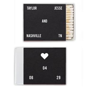 Name, Date & Location Block Text Matchbox