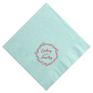 Leafy loops and elegant script unite on the Sweet Wreath Napkin, infusing your festivity with a dash of natural whimsy. It's the perfect blend of foliage and love for your special day's decor.