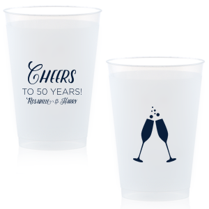 Raise the Cheers Champagne Toast Cup high as bubbles and clinking flutes capture the essence of celebration. The reverse's grand 'Cheers' beckons a toast, while your personal touch makes every sip a sparkling tribute to the moment.