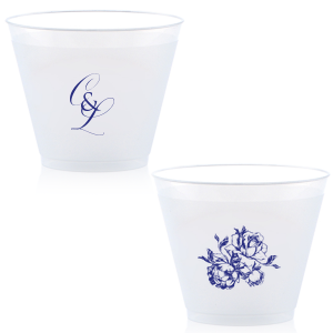ForYourParty's elegant 9 oz Frost Flex Cup with Matte Eggplant Ink Cup Ink Colors has a Romantic Rose Bunch graphic and is good for use in Floral, Wedding, and Anniversary themed parties and will impress guests like no other. Make this party unforgettable.