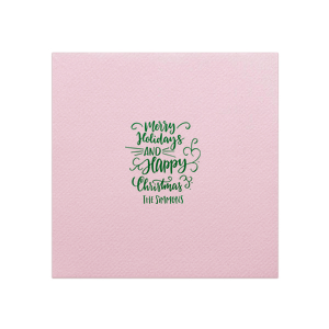 Our personalized Pastel Pink Cocktail Napkin with Shiny Leaf Foil has a Merry Holidays graphic and is good for use in Christmas, Holiday, Words themed parties and are a must-have for your next event—whatever the celebration!