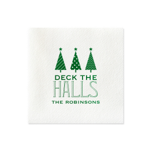 ForYourParty's personalized Convertible Red Cocktail Napkin with Shiny Sterling Silver Foil has a 3 Trees graphic and is good for use in Christmas themed parties and can't be beat. Showcase your style in every detail of your party's theme!
