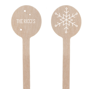 Personalized Matte White Round Stir Stick with Matte White Foil has a Snowflake graphic and is good for use in Holiday, New Years, Christmas themed parties and will add that special attention to detail that cannot be overlooked.