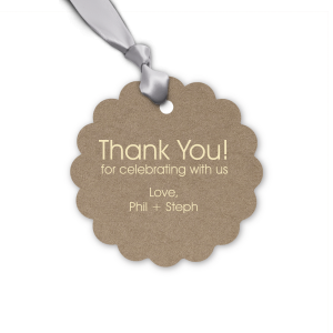 Personalized Natural Slate Petal Gift Tag with Matte White Foil couldn't be more perfect. It's time to show off your impeccable taste with a smashing Thank You.