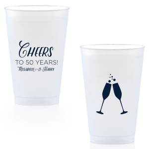 Raise the Cheers Champagne Toast Cup high as bubbles and clinking flutes capture the essence of celebration. The reverse's grand 'Cheers' beckons a toast, while your personal touch makes every sip a sparkling tribute to the moment.