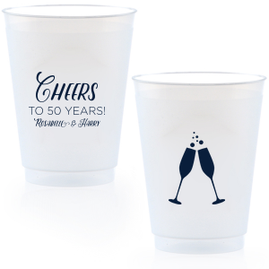 Raise the Cheers Champagne Toast Cup high as bubbles and clinking flutes capture the essence of celebration. The reverse's grand 'Cheers' beckons a toast, while your personal touch makes every sip a sparkling tribute to the moment.