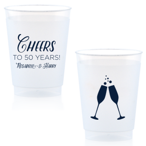 Raise the Cheers Champagne Toast Cup high as bubbles and clinking flutes capture the essence of celebration. The reverse's grand 'Cheers' beckons a toast, while your personal touch makes every sip a sparkling tribute to the moment.