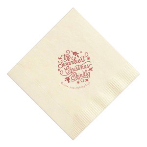 The ever-popular Ivory Borderless Cocktail Napkin with Shiny Rose Quartz Foil has a Christmas Shindig graphic and is good for use in Christmas, Holiday, Words themed parties and can't be beat. Showcase your style in every detail of your party's theme!