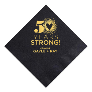 Mark a milestone with the Glitter Heart Anniversary Napkin, where years of unity are commemorated with a dazzling heart. Personalize the decade, toast with 'cheers,' and add the couple’s name for a tribute as sparkling as their love story.