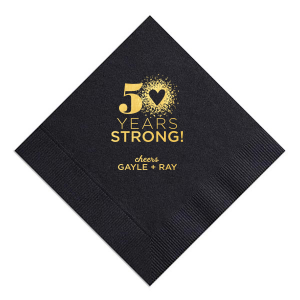 Mark a milestone with the Glitter Heart Anniversary Napkin, where years of unity are commemorated with a dazzling heart. Personalize the decade, toast with 'cheers,' and add the couple’s name for a tribute as sparkling as their love story.