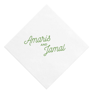 Our beautiful custom White Quick Ink Printed Cocktail Napkin with Matte Light Coral Ink Digital Print Colors can be personalized to match your party's exact theme and tempo.