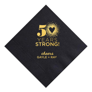Mark a milestone with the Glitter Heart Anniversary Napkin, where years of unity are commemorated with a dazzling heart. Personalize the decade, toast with 'cheers,' and add the couple’s name for a tribute as sparkling as their love story.