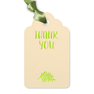 The ever-popular Natural Frost White Wine Gift Tag with Shiny Kiwi / Lime Foil Color has a Leaves graphic and is good for use in Floral themed parties and can be customized to complement every last detail of your party.