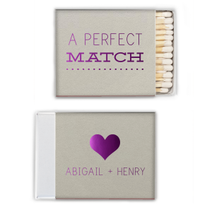 Our custom Natural Gray Pillow Matchbox with Shiny Amethyst Foil Color has a Heart Solid graphic and is good for use in Hearts themed parties and will give your party the personalized touch every host desires.