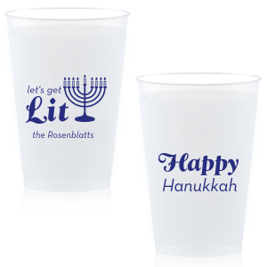 ForYourParty's chic Matte Cobalt Ink 10 oz Frost Flex Cup with Matte Cobalt Ink Cup Ink Colors has a Menorah graphic and is good for use in Jewish Symbols, Holiday themed parties and will impress guests like no other. Make this party unforgettable.