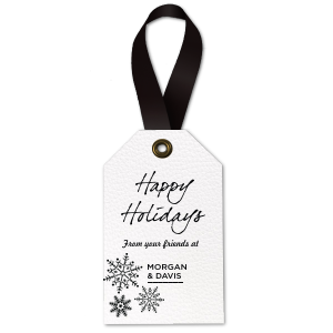 ForYourParty's personalized White Wood Wine Hang Tag with Shiny Merlot Foil has a Snowflake Cluster graphic and is good for use in Delphine themed parties and can't be beat. Showcase your style in every detail of your party's theme!
