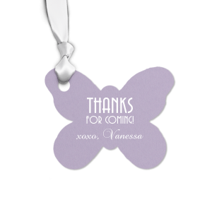 Let gratitude take flight with the Thanks for Coming Gift Tag, a delightful token shaped as a butterfly. The phrase 'Thanks For Coming' flutters across the wings, with room for the host's name to personalize this enchanting sign-off.
