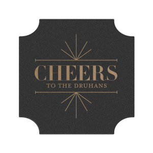 Our beautiful custom Black with Silver back Deco Coaster with Shiny Sterling Silver Foil Color has a Line Frame graphic and is good for use in Frames themed parties and will impress guests like no other. Make this party unforgettable.