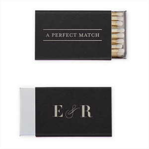 Celebrate your perfect union with the Swirl & Frame Wedding Match. A chic line frame encapsulates "A Perfect Match," while your initials are artfully linked by a sophisticated swirling ampersand. This stylish memento is ideal for illuminating your new beginning.