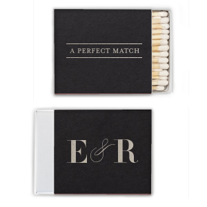 Celebrate your perfect union with the Swirl & Frame Wedding Match. A chic line frame encapsulates "A Perfect Match," while your initials are artfully linked by a sophisticated swirling ampersand. This stylish memento is ideal for illuminating your new beginning.