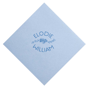 Personalize this White napkin with Shiny 18Kt Gold as a delicate floral statement for your bridal shower, engagement party or wedding. Our English Rose Garden graphic gives just the right touch to accent your names!