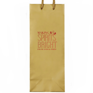 Our personalized Gold Wine Euro Bag with Shiny Convertible Red Foil has a Pointsettia graphic and is good for use in Holiday and Christmas themed parties and can't be beat. Showcase your style in every detail of your party's theme!