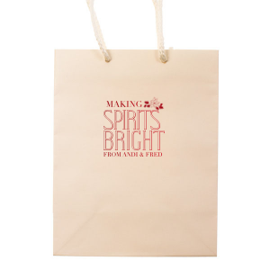 Our personalized Gold Wine Euro Bag with Shiny Convertible Red Foil has a Pointsettia graphic and is good for use in Holiday and Christmas themed parties and can't be beat. Showcase your style in every detail of your party's theme!