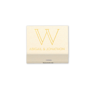 Our custom Natural Vanilla 30 Strike Matchbook with Shiny 18 Kt Gold Foil will give your party the personalized touch every host desires.