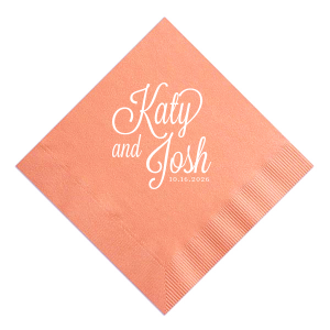 Embrace elegance with the Formal Names Wedding Napkin, where sophistication meets celebration. The couple's names are beautifully scripted, adorned with curls and swirls. This stylish design, accented with the event date, adds a refined touch, making every detail of your special day memorable.