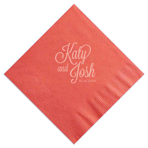 Embrace elegance with the Formal Names Wedding Napkin, where sophistication meets celebration. The couple's names are beautifully scripted, adorned with curls and swirls. This stylish design, accented with the event date, adds a refined touch, making every detail of your special day memorable.