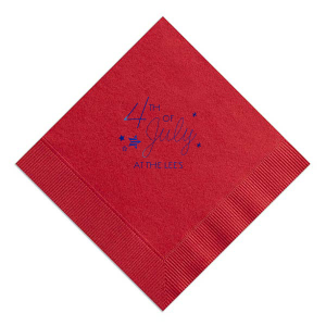 Give your 4th of July party the personalized touch that every host desires with this Convertible Red 4th of July Stars Diamond Cocktail Napkin.  Add your last name in Shiny Royal Blue for the ultimate patriotic pop! 