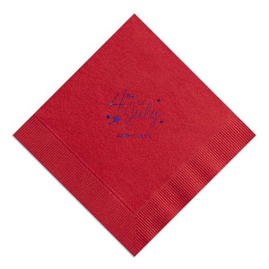 Give your 4th of July party the personalized touch that every host desires with this Convertible Red 4th of July Stars Diamond Cocktail Napkin.  Add your last name in Shiny Royal Blue for the ultimate patriotic pop! 