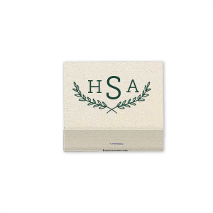 Our custom Natural Sage 30 Strike Matchbook with Matte White Foil has a Branch Frame 2 graphic and is good for use in Floral, Frames, Wedding themed parties and can be customized to complement every last detail of your party.