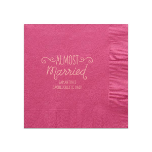 Celebrate an impending wedding with the Almost Married Party Napkin, perfect for bachelor or bachelorette  festivities.The celebrant's name and event add a personalized touch, making this napkin ideal for pre-wedding celebrations.