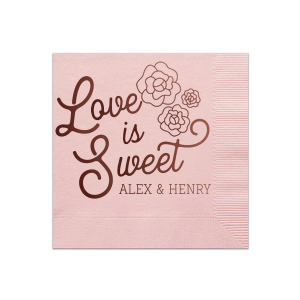 Our personalized Rose Petal Cocktail Napkin with Matte White Foil has a Romantic Roses Bunch graphic and is good for use in Wedding and Shower themed parties and will look fabulous with your unique touch. Your guests will agree!