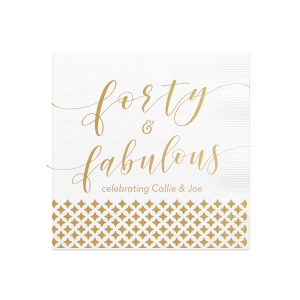 Our custom White Cocktail Napkins with Bleed with Satin 18 Kt. Gold Foil has a Diamonds graphic and is good for use in Birthday and other Celebration parties and will make your guests swoon. Personalize your party's theme today.