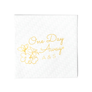ForYourParty's personalized Woven White Woven Cocktail Napkin with Shiny 18 Kt Gold Foil will add that special attention to detail that cannot be overlooked.