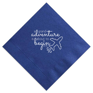 The ever-popular Watercolor Blue Sky Cocktail Napkin with Matte White Foil has a Plane graphic and is good for use in Travel, Adventure themed parties and will add that special attention to detail that cannot be overlooked.