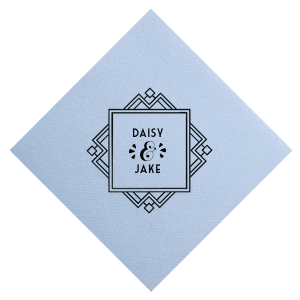 Our custom Navy Cocktail Napkin with Shiny Copper Foil has a Deco Frame 5 graphic and is good for use in Frames, Geometric, Wedding themed parties and are a must-have for your next event—whatever the celebration!