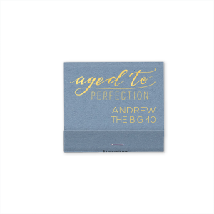 The Milestone Birthday Aged to Perfection Match features elegant script reading “aged to perfection” paired with confident block text featuring your name and age. Pick it up to toast a well-earned celebration with style and humor. Just right for milestone birthday parties!