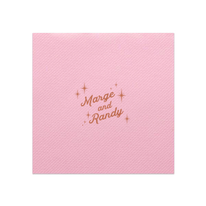 Celebrate with a touch of retro flair using the Groovy Script Names Napkin. This design centers the couple’s names in a standout marquee style, evoking the coolness of a bygone era. The names are brilliantly highlighted by starburst stars, adding a fun and nostalgic vibe to any celebration.